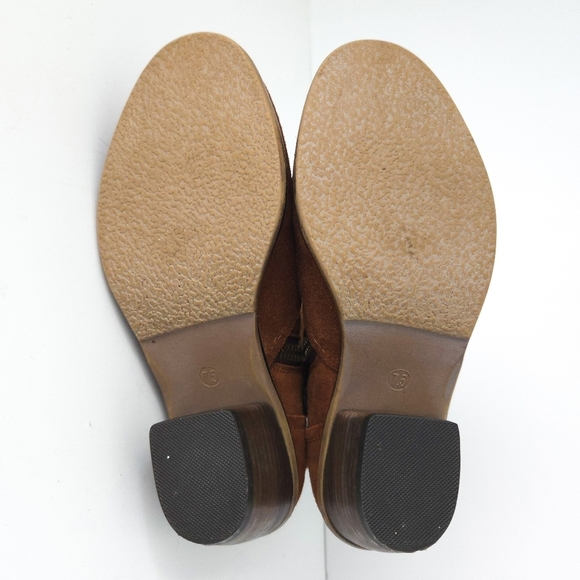 Steve Madden Tan Brown Suede Zipper Ankle Boots - Picture 5 of 7